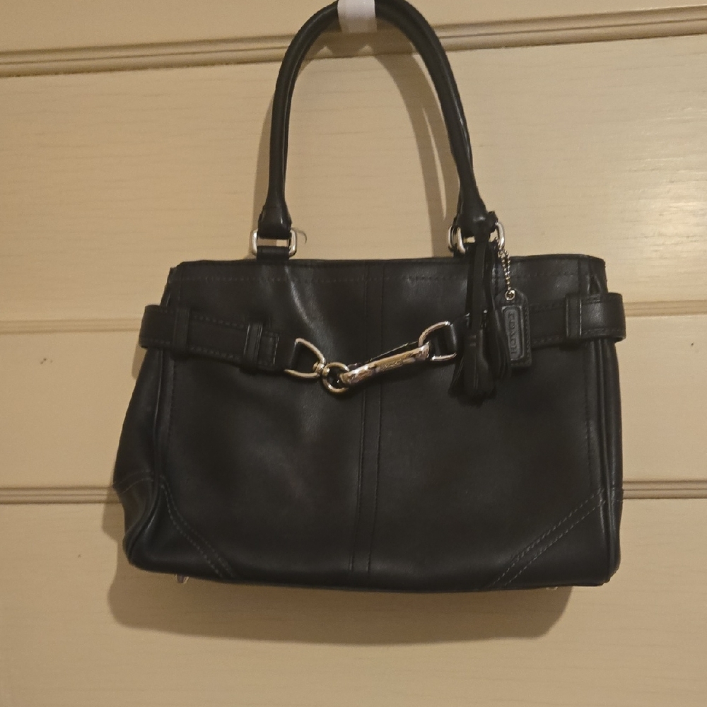 Coach Black Leather Tote Handbag